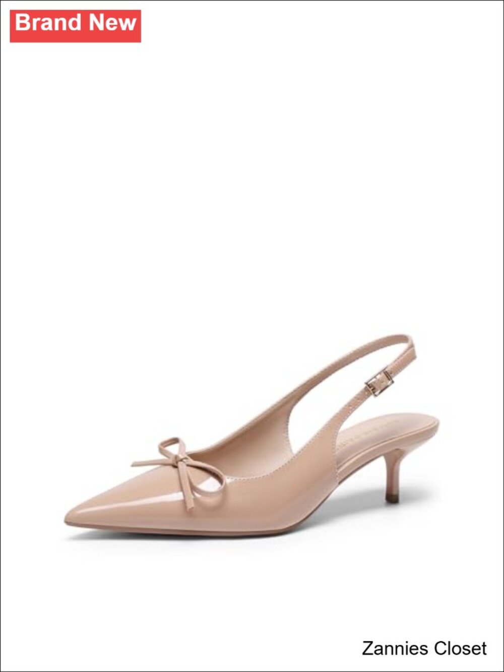✨DREAM PAIRS Women's Slingback Kitten Heel Pointed Toe Faux Leather Pumps